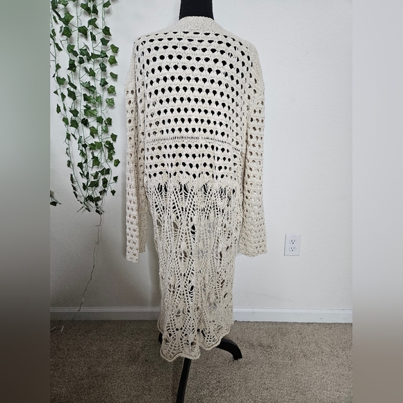 NWOT Natural Life Abigail Duster Cardigan Crochet Open Knit Cotton Blend Boho - Picture 10 of 14